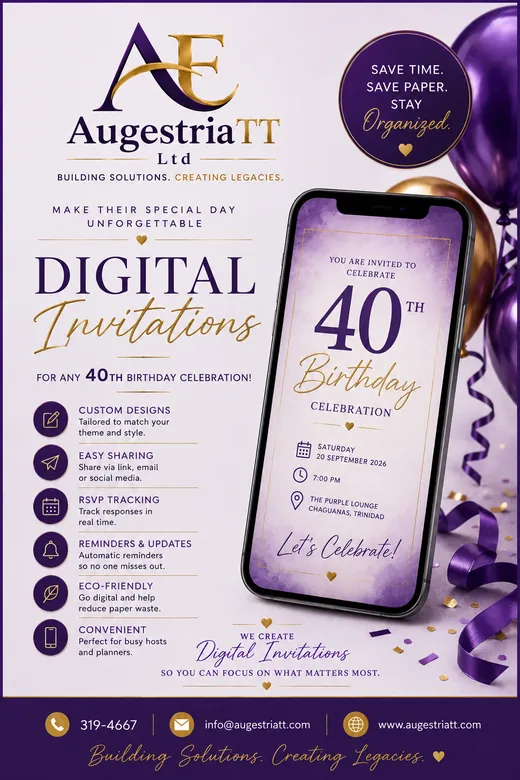 Purple 40th birthday invitation