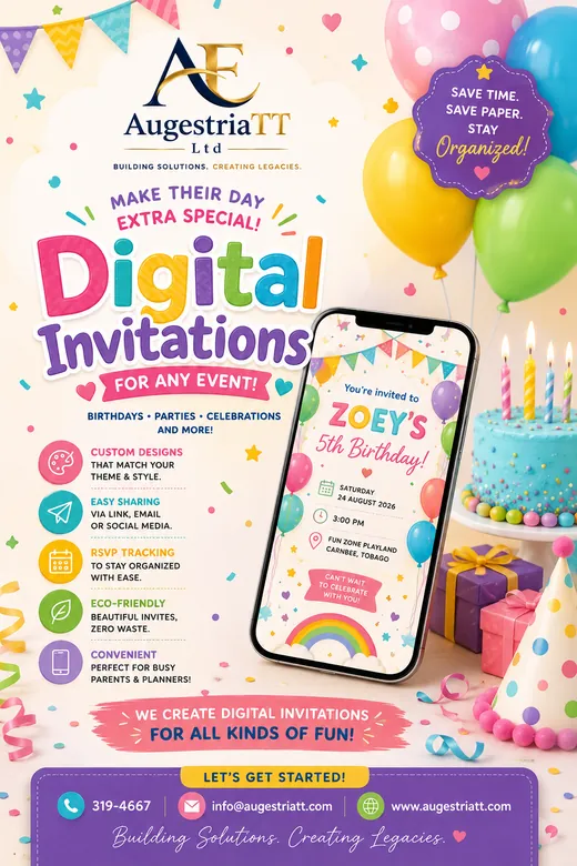 Colourful children's birthday digital invitation